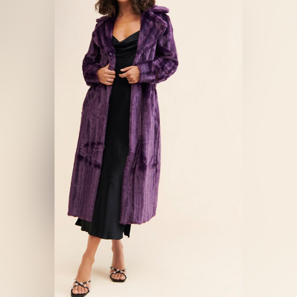 Unreal Fur Anthropologie Purple Vegan Fur Coat S